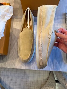 Tod's Beige Suede Slip-On Loafers